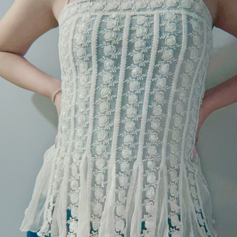 3/12 White beaded tank top
